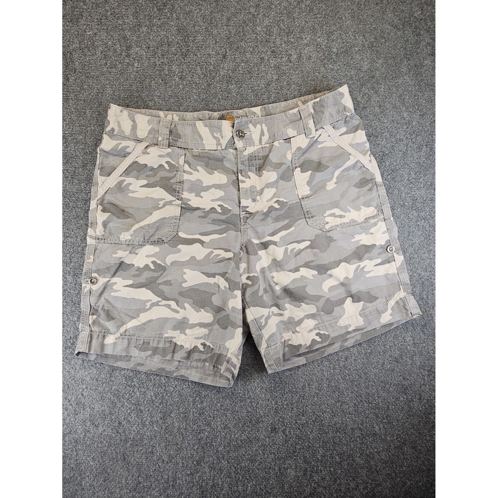 Carhartt Relaxed Fit Womens 16 Light Gray Camo Ripstop Roll Tab Leg 1864